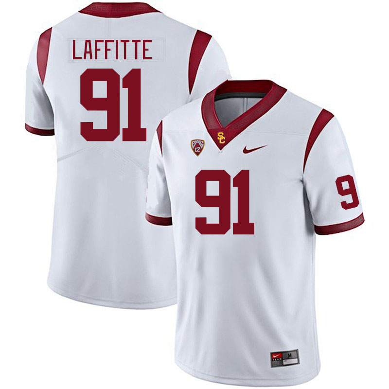 Men #91 Deijon Laffitte USC Trojans College Football Jerseys Stitched Sale-White